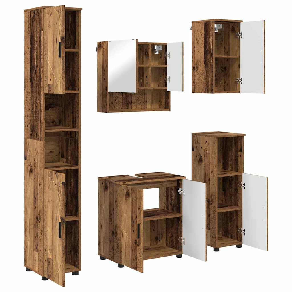 Baderomsinnredningssett 5 stk. Gamle tre 61 x 35 x 64 cm