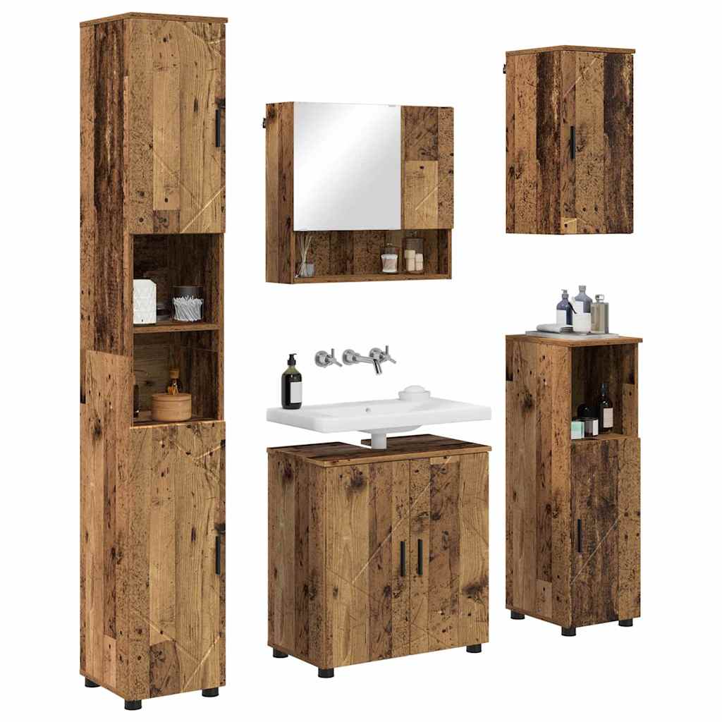 Baderomsinnredningssett 5 stk. Gamle tre 61 x 35 x 64 cm