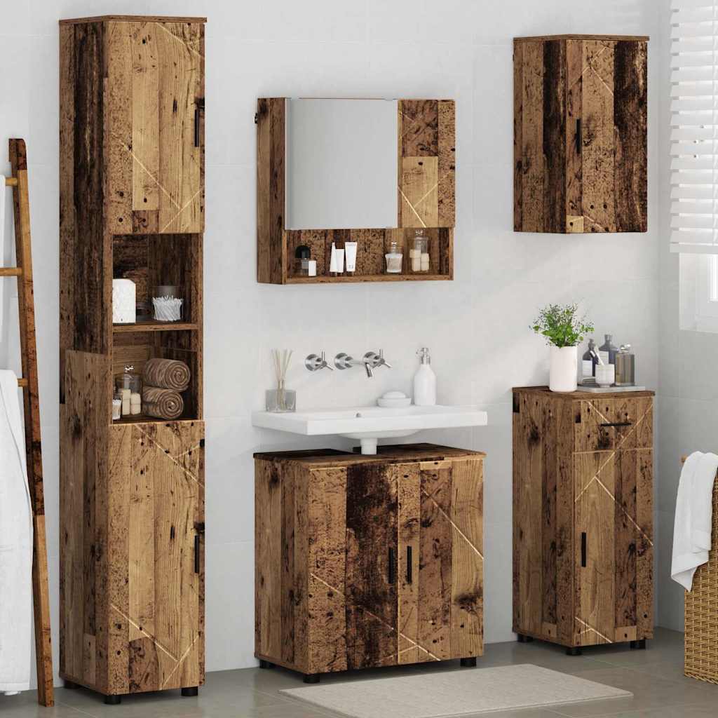 Baderomsinnredningssett 5 stk. Gamle tre 61 x 35 x 64 cm