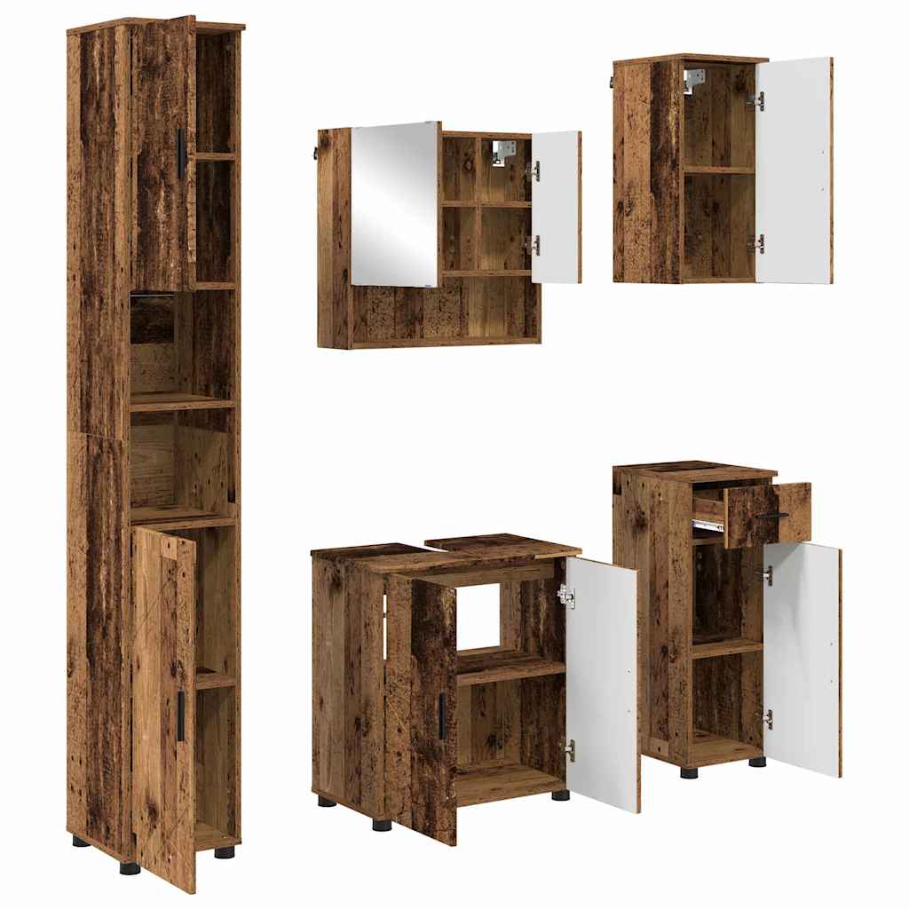 Baderomsinnredningssett 5 stk. Gamle tre 61 x 35 x 64 cm