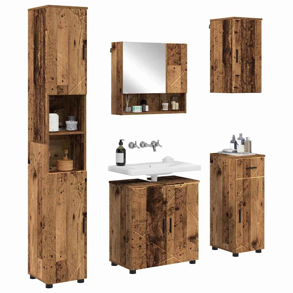 Baderomsinnredningssett 5 stk. Gamle tre 61 x 35 x 64 cm