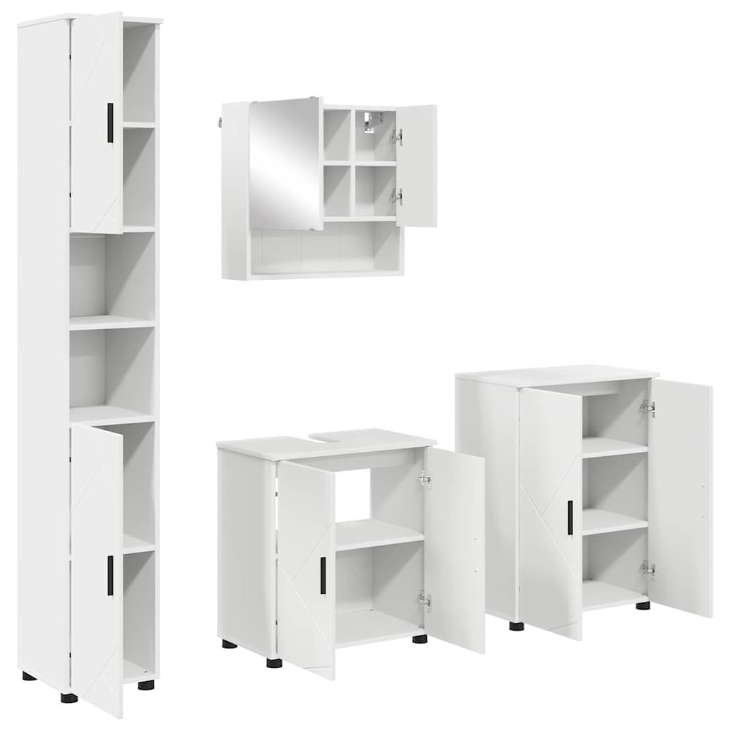Baderomsinnredningssett 4 pcs Hvit Konstruert tre & Metall