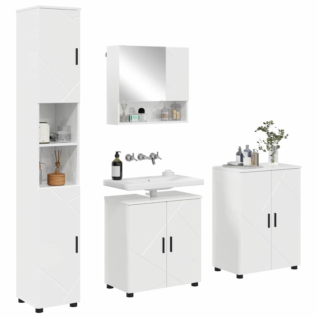 Baderomsinnredningssett 4 pcs Høyglans hvit 61 x 35 x 64 cm