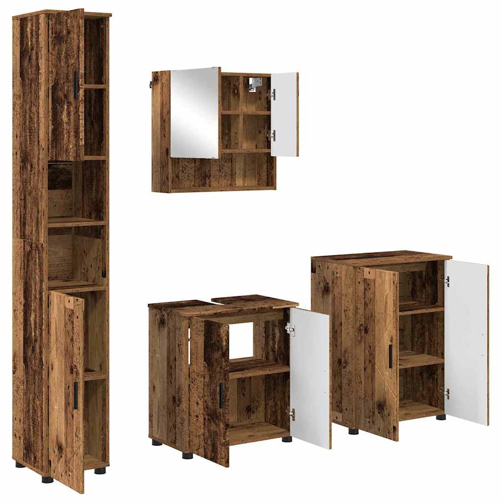 Baderomsinnredningssett 4 stk. Gamle tre 61 x 35 x 64 cm