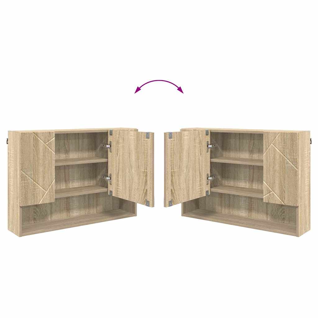 Baderomsinnredningssett 2 pcs Sonoma eik Ingeniørtre og metall