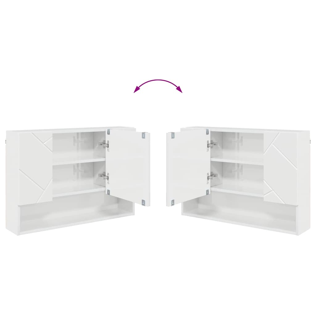 Baderomsinnredningssett 2 pcs Høyglans hvit 76.5 x 35 x 64 cm