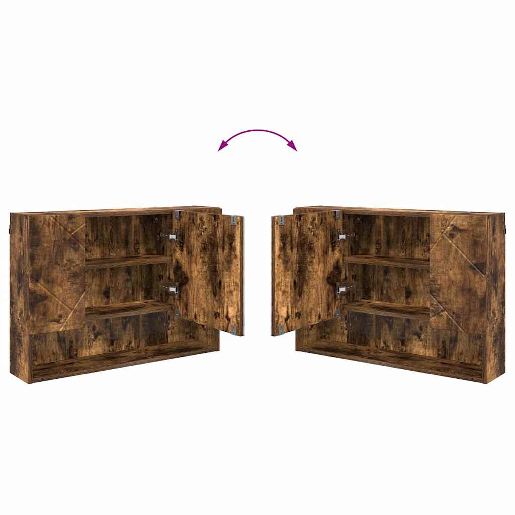 Baderomsinnredningssett 2 pcs Røkt eik 76.5 x 35 x 64 cm