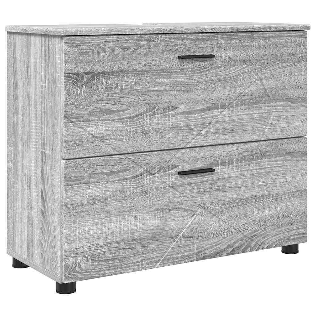 Baderomsinnredningssett 2 pcs Grå sonoma 76.5 x 35 x 64 cm