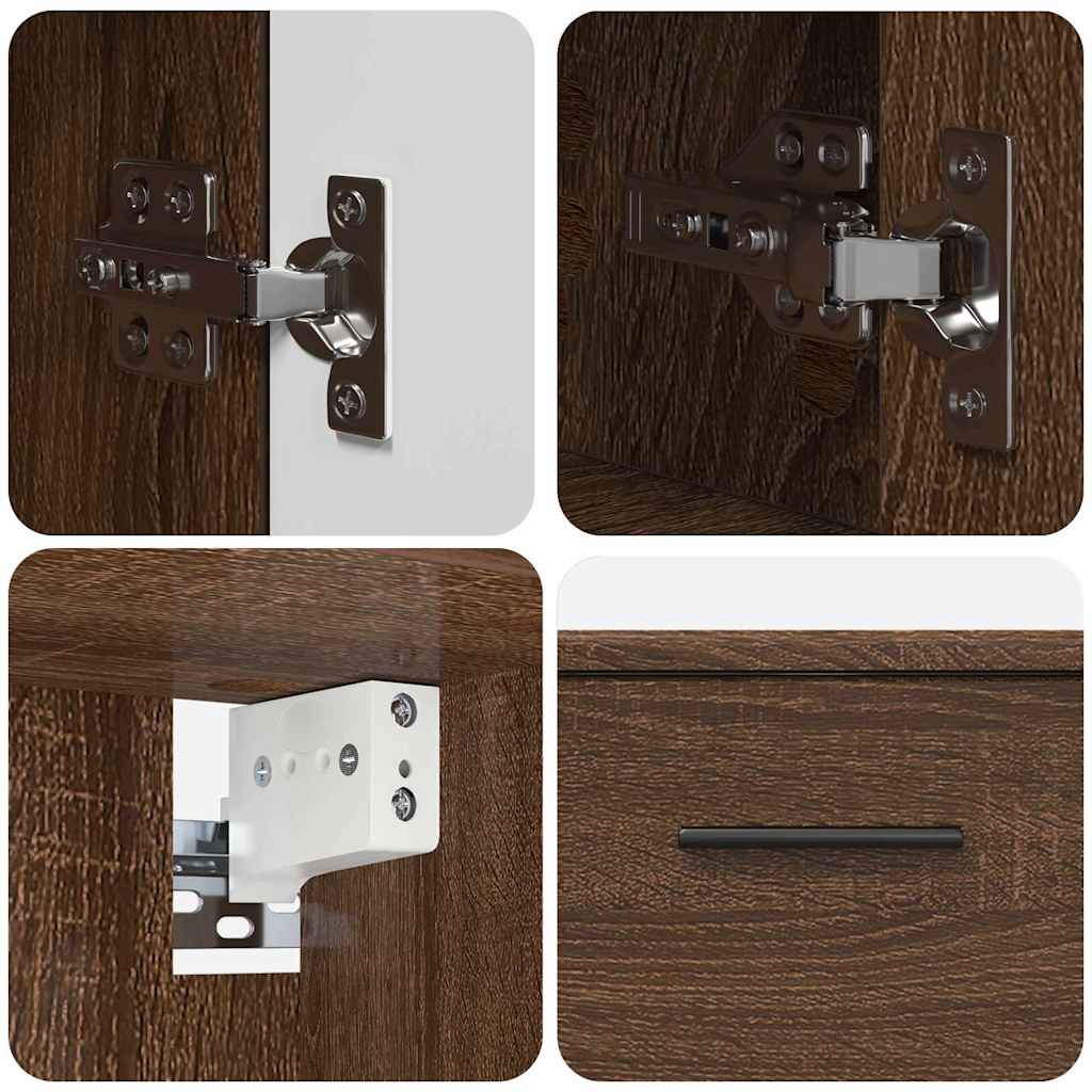 Baderomsinnredningssett 2 pcs brun eik 76.5 x 35 x 64 cm