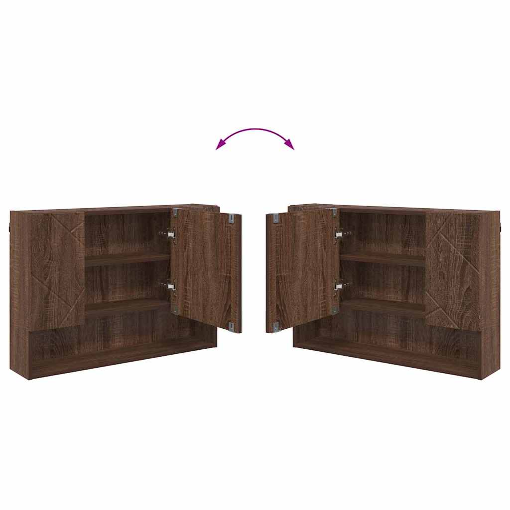 Baderomsinnredningssett 2 pcs brun eik 76.5 x 35 x 64 cm