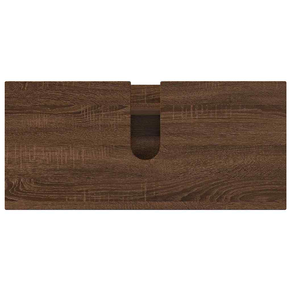 Baderomsinnredningssett 2 pcs brun eik 76.5 x 35 x 64 cm