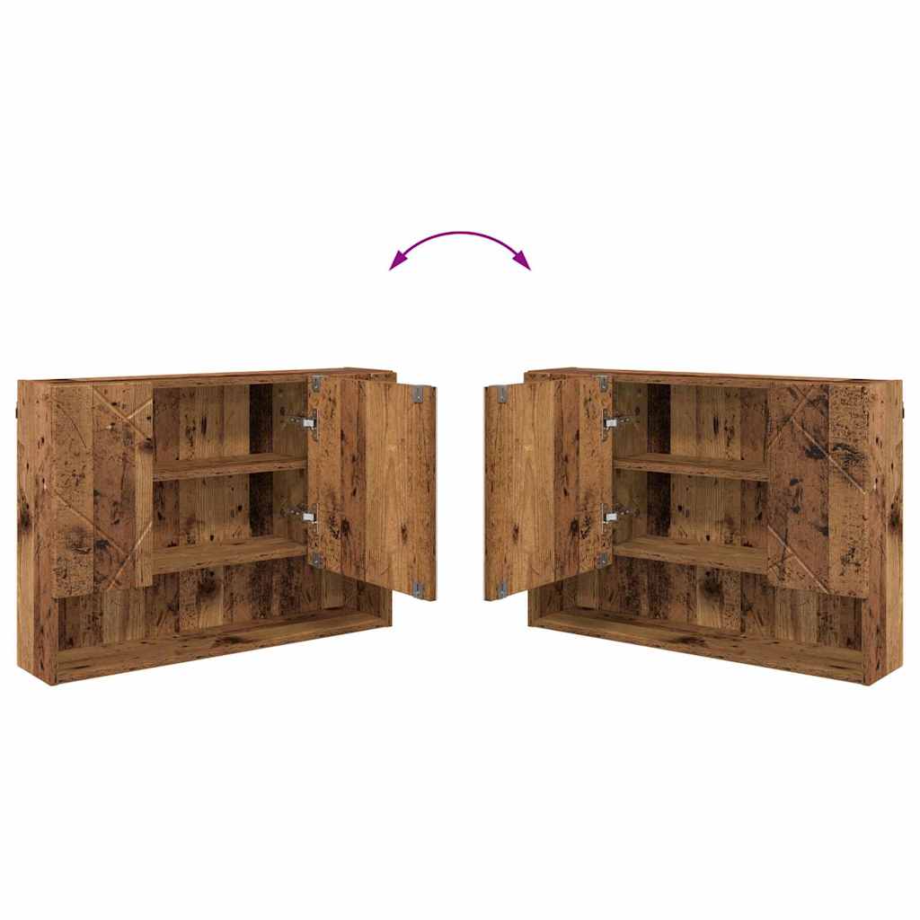 Baderomsinnredningssett 2 pcs Gammelt tre 76.5 x 35 x 64 cm