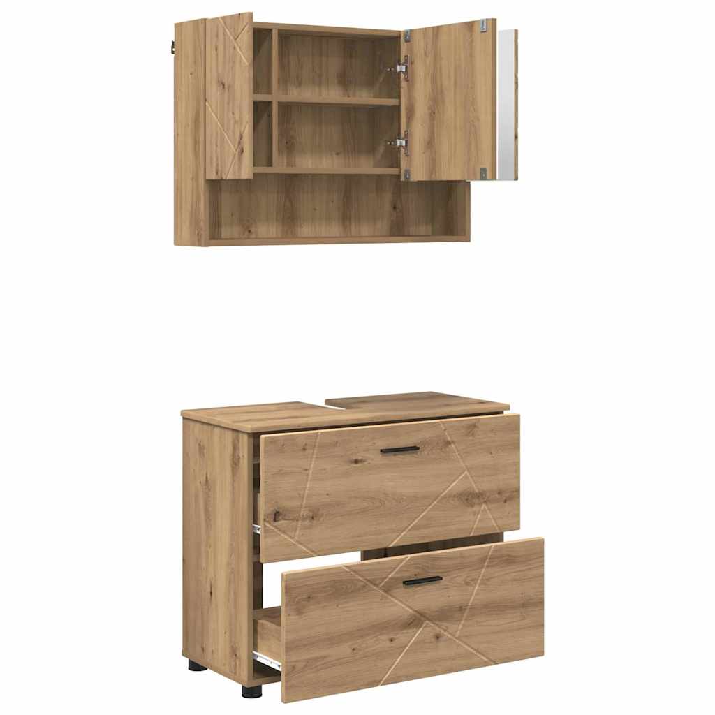 Baderomsinnredningssett 2 pcs artisan eik 76.5 x 35 x 64 cm