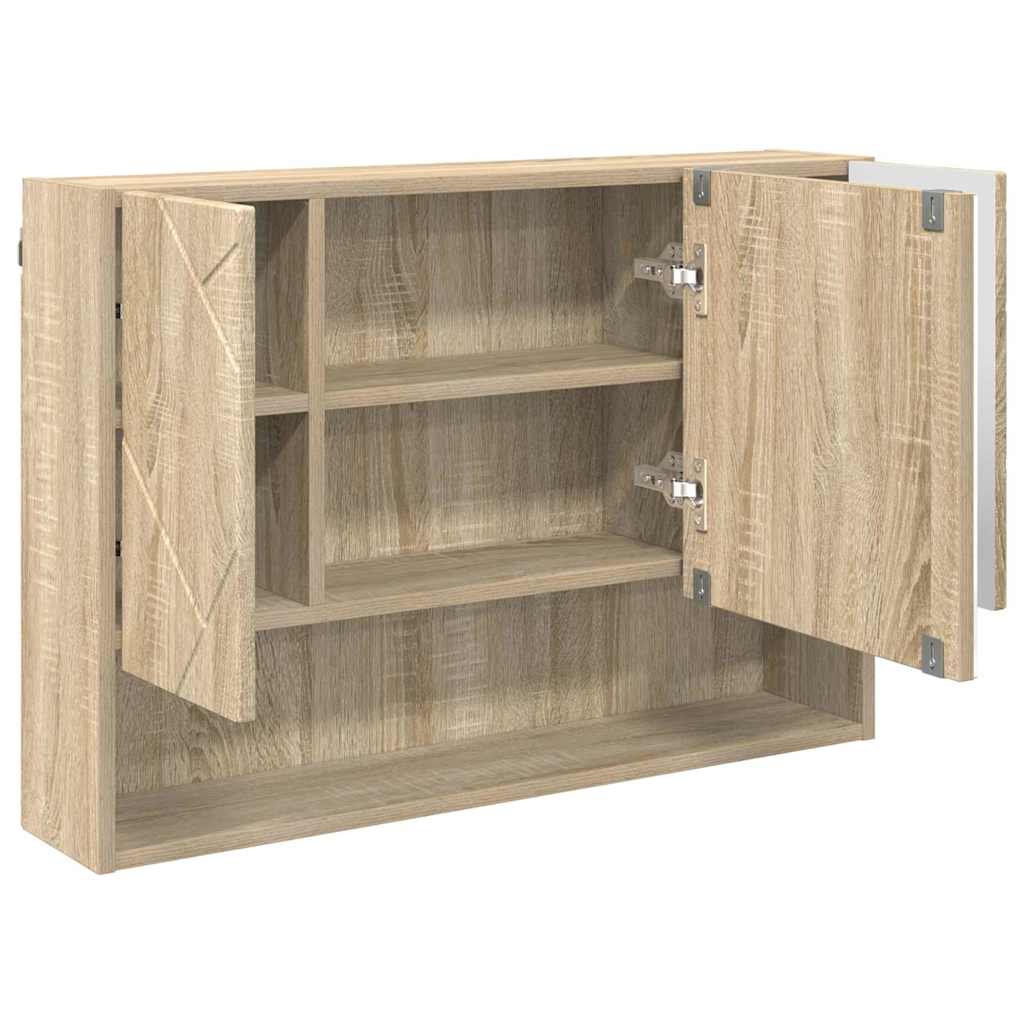 Baderomsinnredningssett 3 pcs Sonoma eik Ingeniørtre og metall