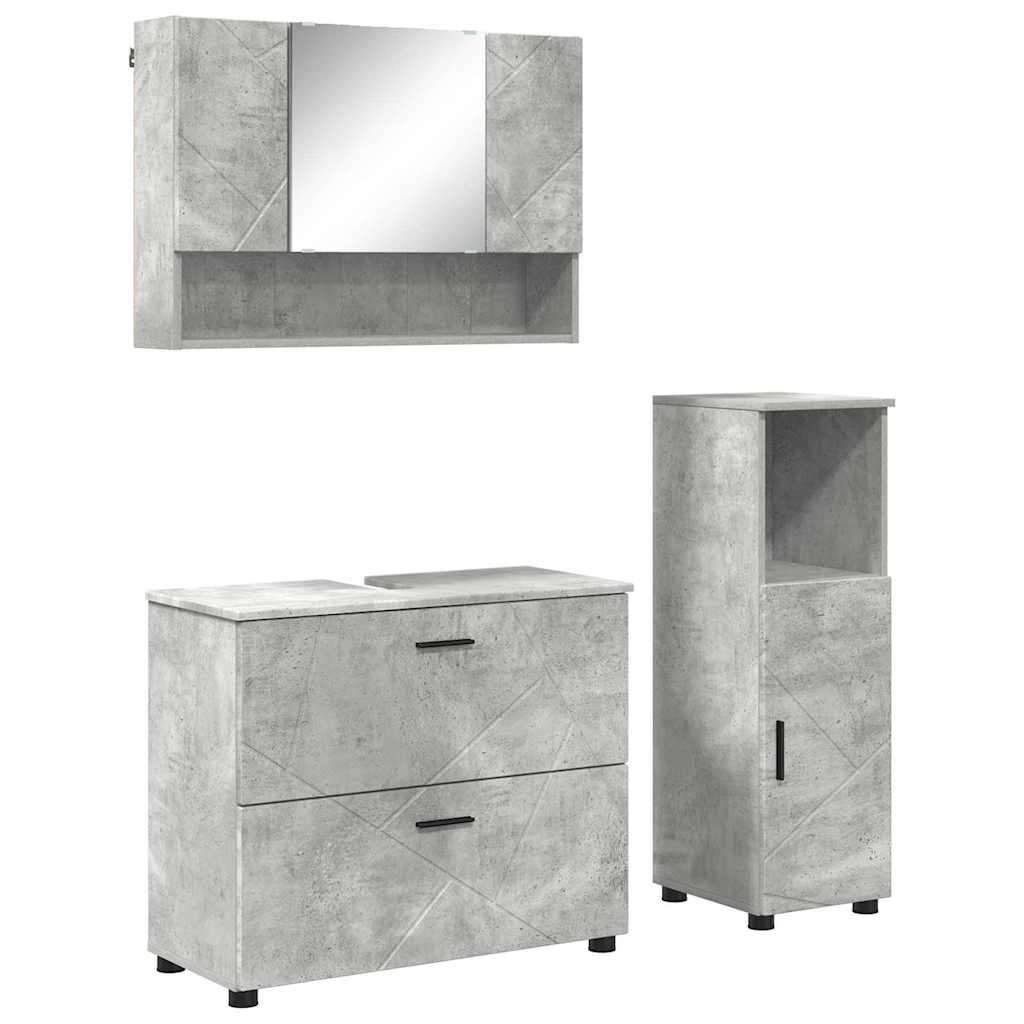 Baderomsinnredningssett 3 pcs Betonggrå 76.5 x 35 x 64 cm