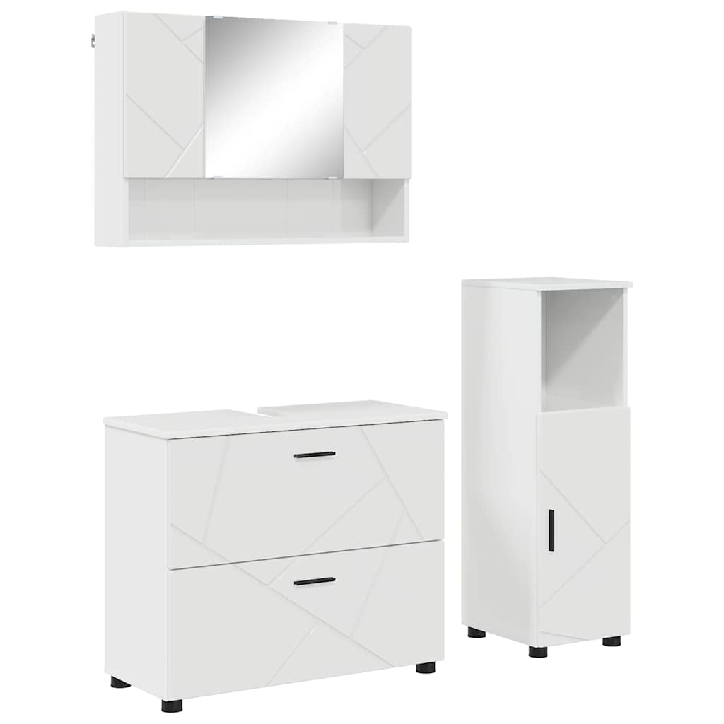 Baderomsinnredningssett 3 pcs Høyglans hvit 76.5 x 35 x 64 cm