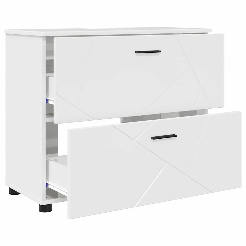 Baderomsinnredningssett 3 pcs Høyglans hvit 76.5 x 35 x 64 cm