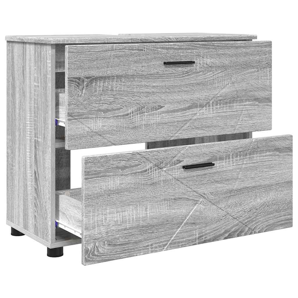 Baderomsinnredningssett 3 pcs Grå sonoma 76.5 x 35 x 64 cm