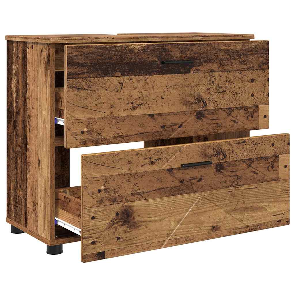 Baderomsinnredningssett 3 pcs Gammelt tre 76.5 x 35 x 64 cm