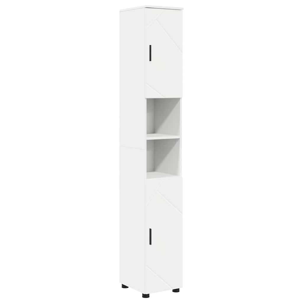 Baderomsinnredningssett 4 pcs Hvit Ingeniørtre og metall