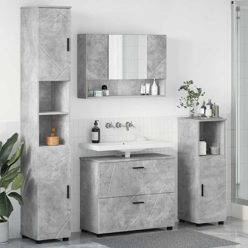 Baderomsinnredningssett 4 pcs Betonggrå 30 x 35 x 192 cm