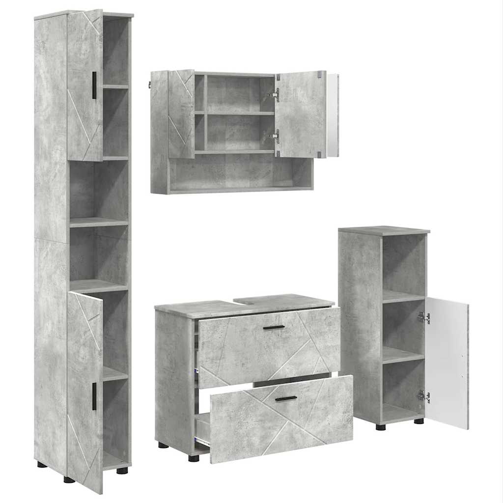 Baderomsinnredningssett 4 pcs Betonggrå 30 x 35 x 192 cm