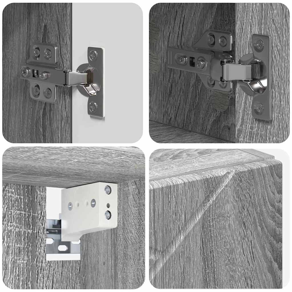 Baderomsinnredningssett 4 pcs Grå Sonoma Ingeniørtre og metall