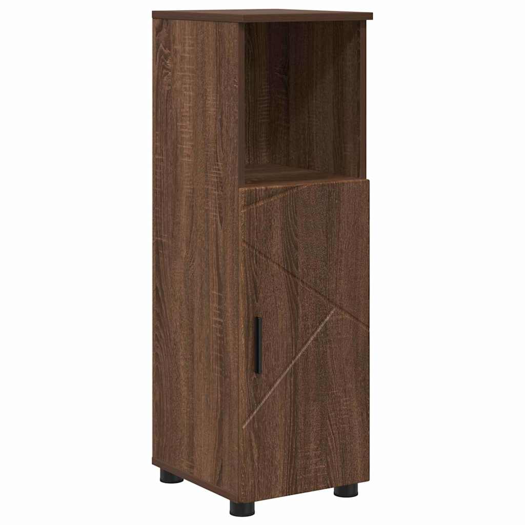 Baderomsinnredningssett med dør 4 pcs brun eik 30 x 35 x 192 cm