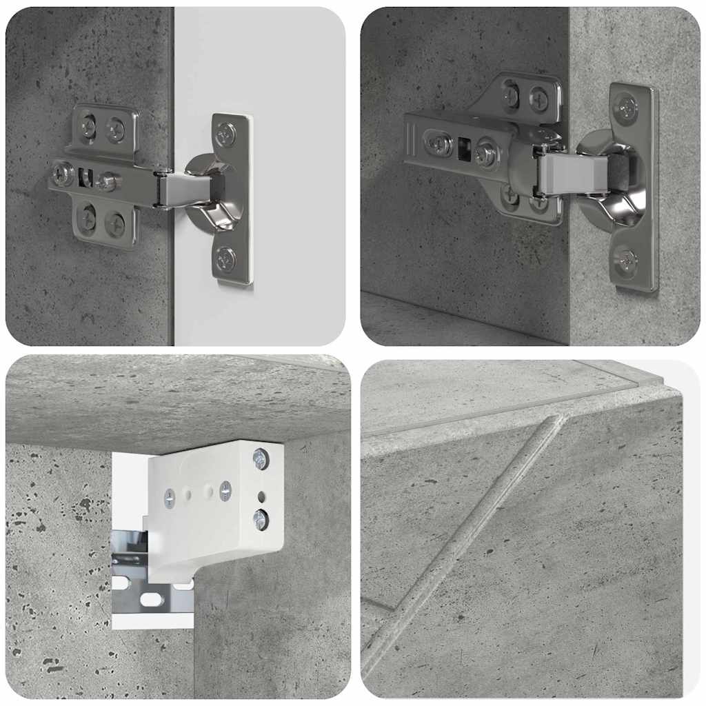 Baderomsinnredningssett 4 pcs Betonggrå Ingeniørtre og metall