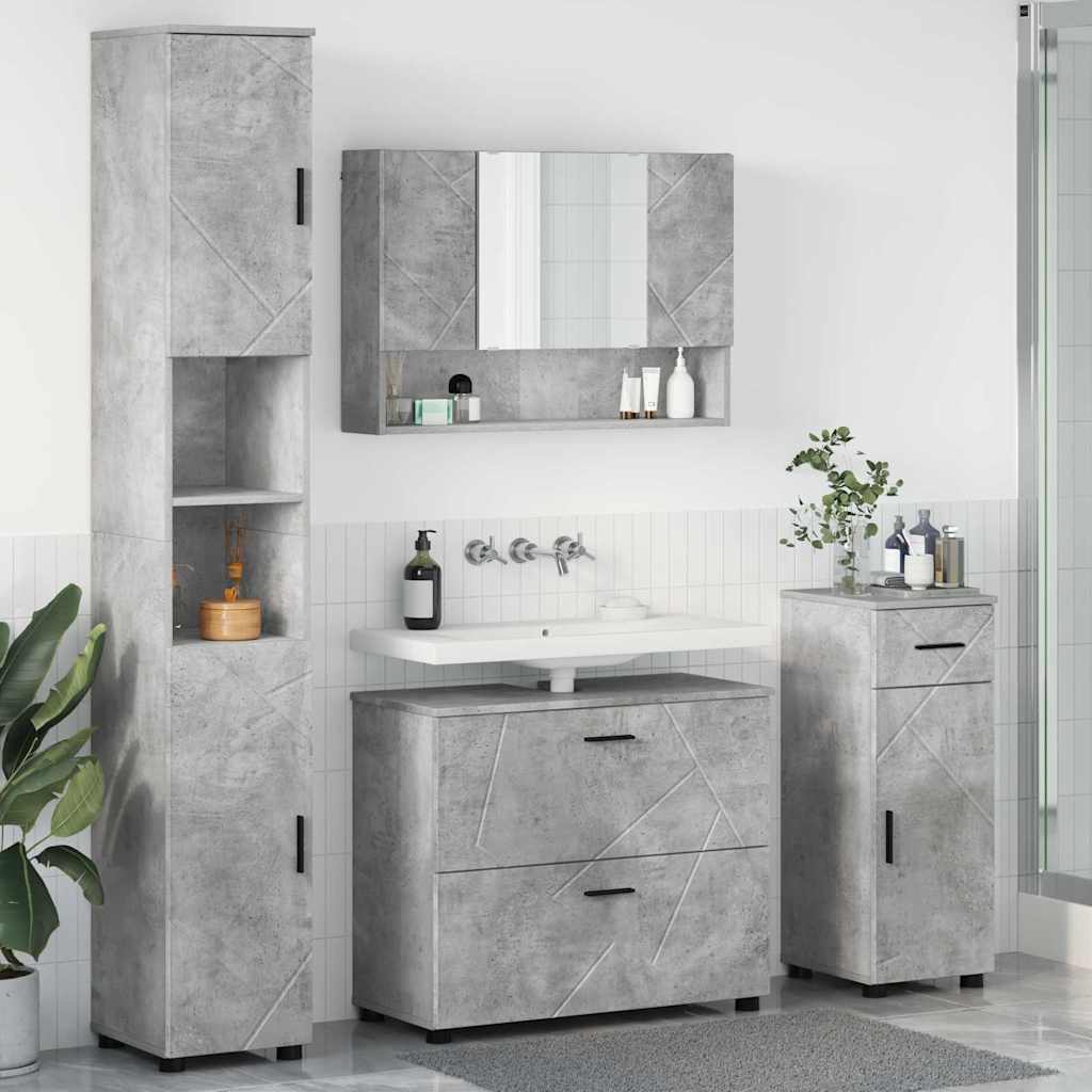 Baderomsinnredningssett 4 pcs Betonggrå 30 x 35 x 192 cm