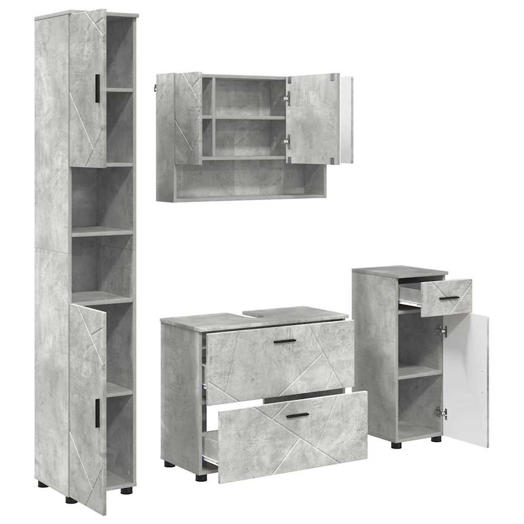 Baderomsinnredningssett 4 pcs Betonggrå 30 x 35 x 192 cm