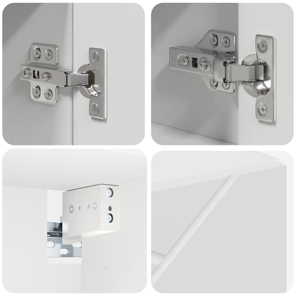 Baderomsinnredningssett 5 pcs Hvit Ingeniørtre og metall