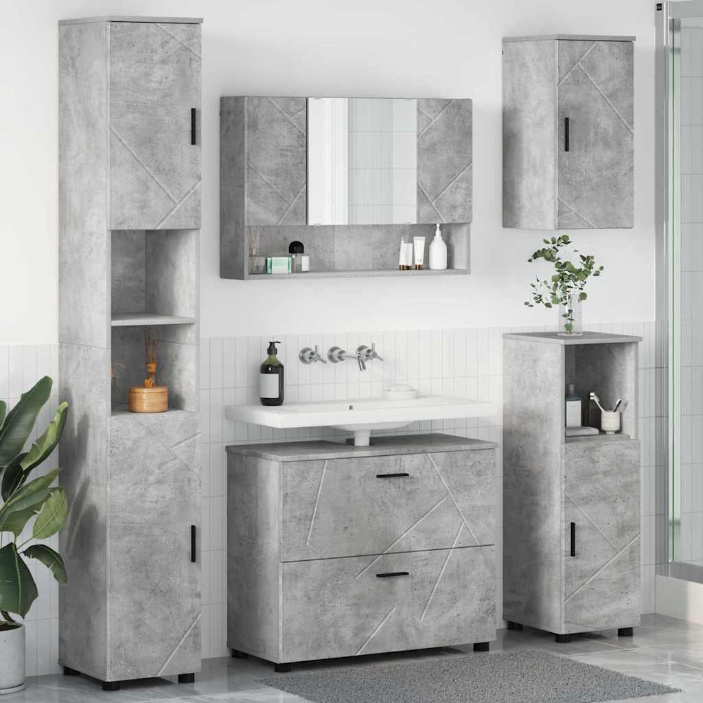 Baderomsinnredningssett 5 pcs Betonggrå 30 x 35 x 192 cm