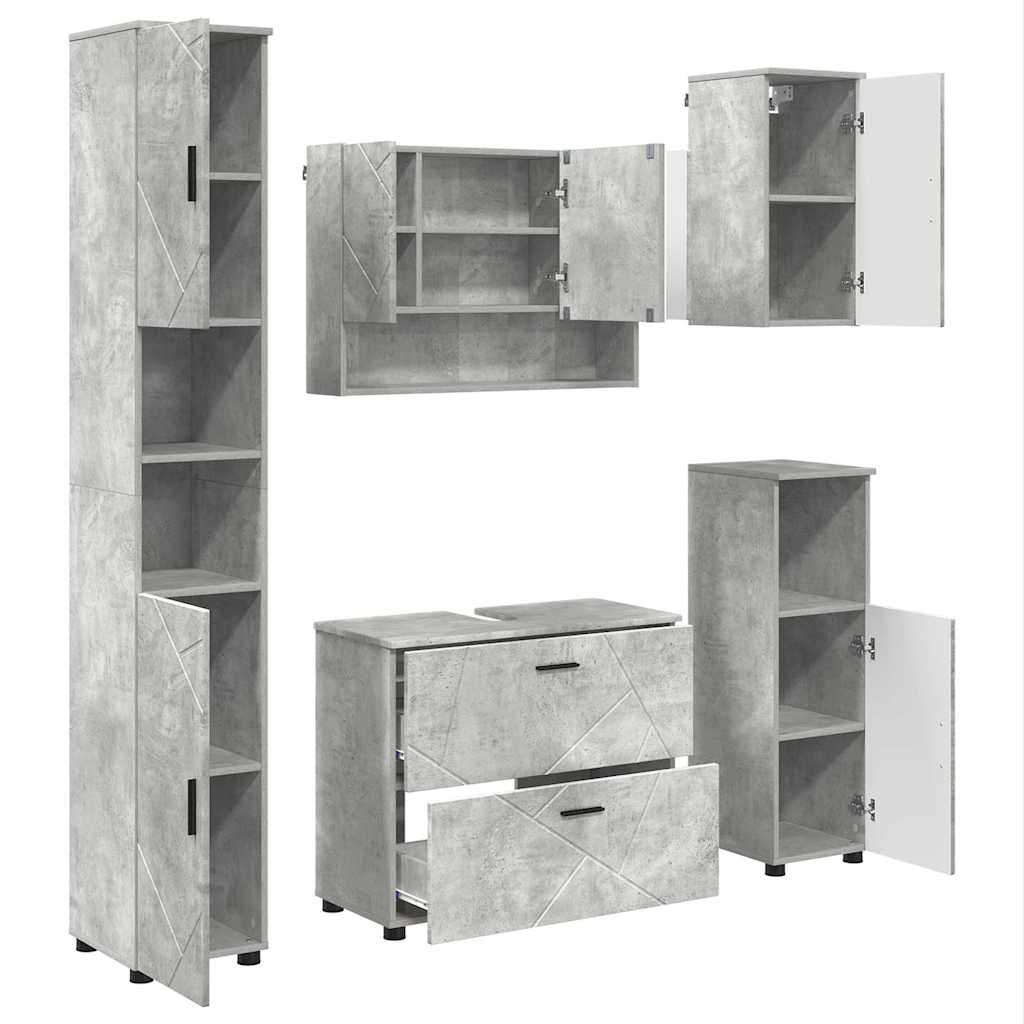 Baderomsinnredningssett 5 pcs Betonggrå 30 x 35 x 192 cm