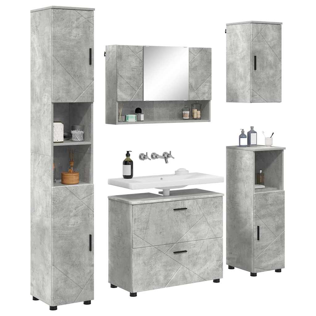 Baderomsinnredningssett 5 pcs Betonggrå 30 x 35 x 192 cm