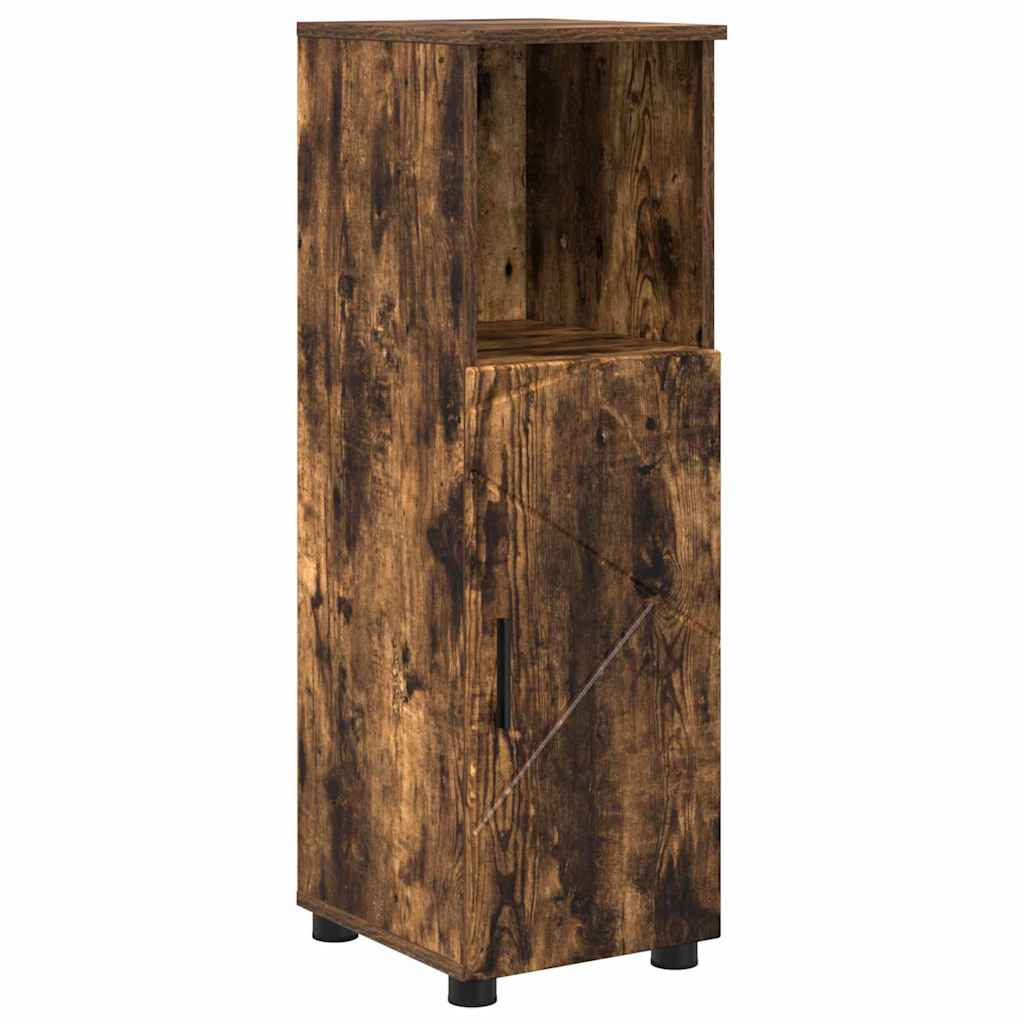 Baderomsinnredningssett med dør 5 pcs Røkt eik 30 x 35 x 192 cm