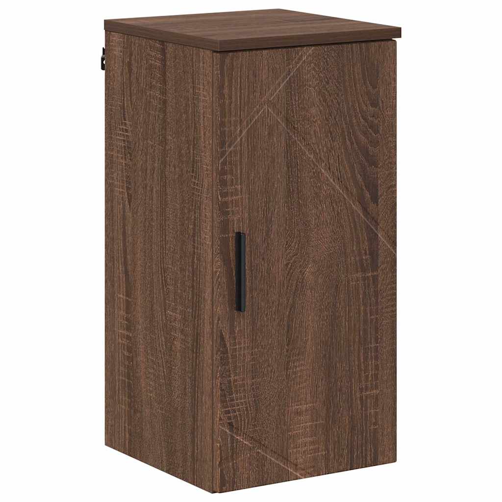 Baderomsinnredningssett med dør 5 pcs brun eik 30 x 35 x 192 cm