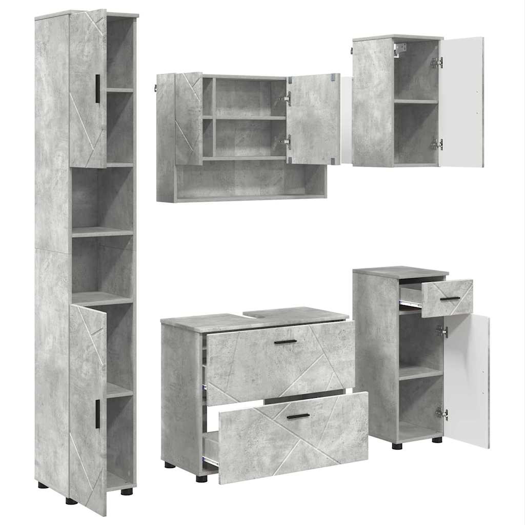 Baderomsinnredningssett 5 pcs Betonggrå 30 x 35 x 192 cm