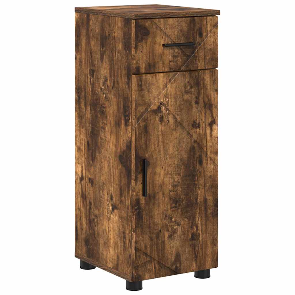 Baderomsinnredningssett med dør 5 pcs Røkt eik 30 x 35 x 192 cm