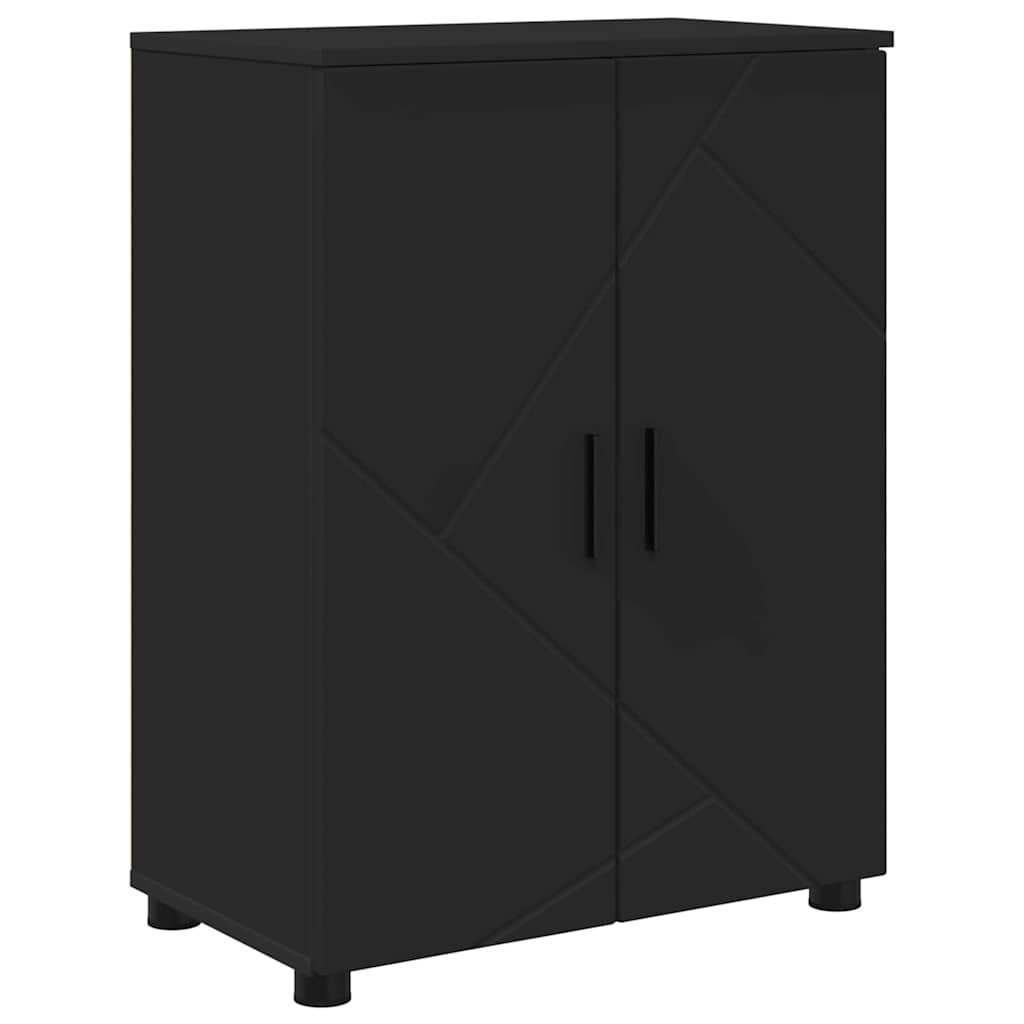 Baderomsinnredningssett 4 pcs Svart Ingeniørtre og metall