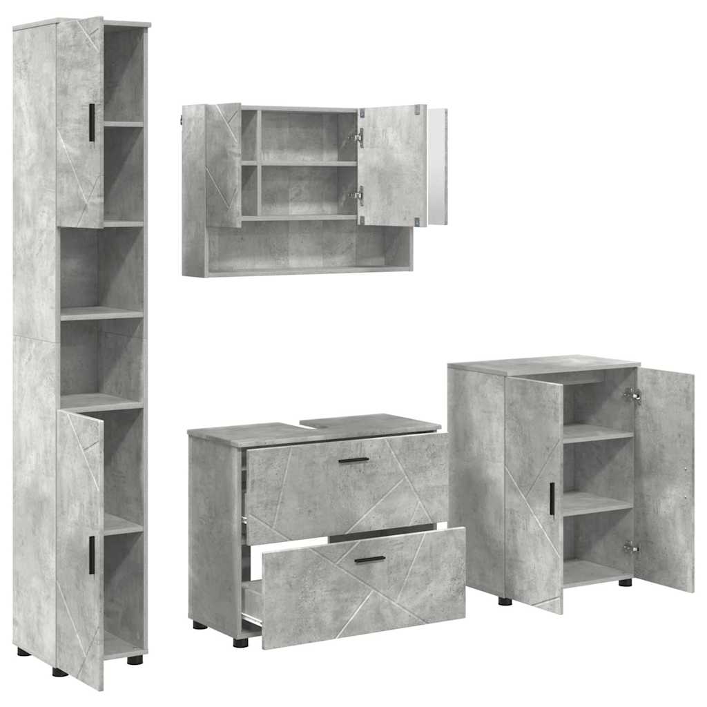 Baderomsinnredningssett 4 pcs Betonggrå 30 x 35 x 192 cm