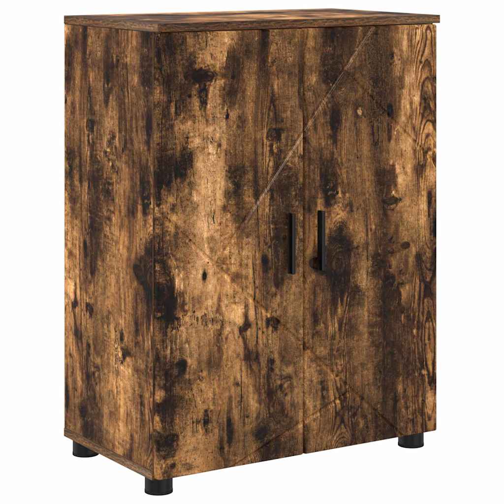 Baderomsinnredningssett med dør 4 pcs Røkt eik 30 x 35 x 192 cm