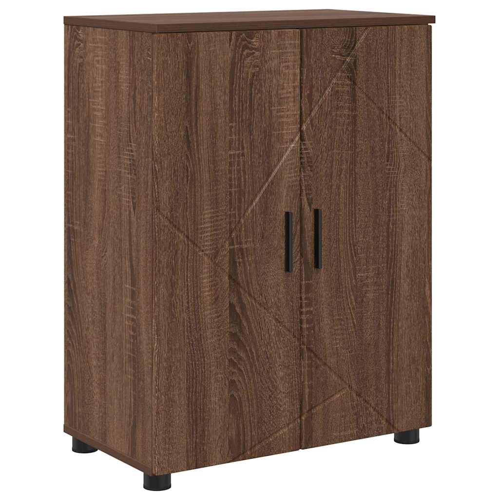 Baderomsinnredningssett med dør 4 pcs brun eik 30 x 35 x 192 cm