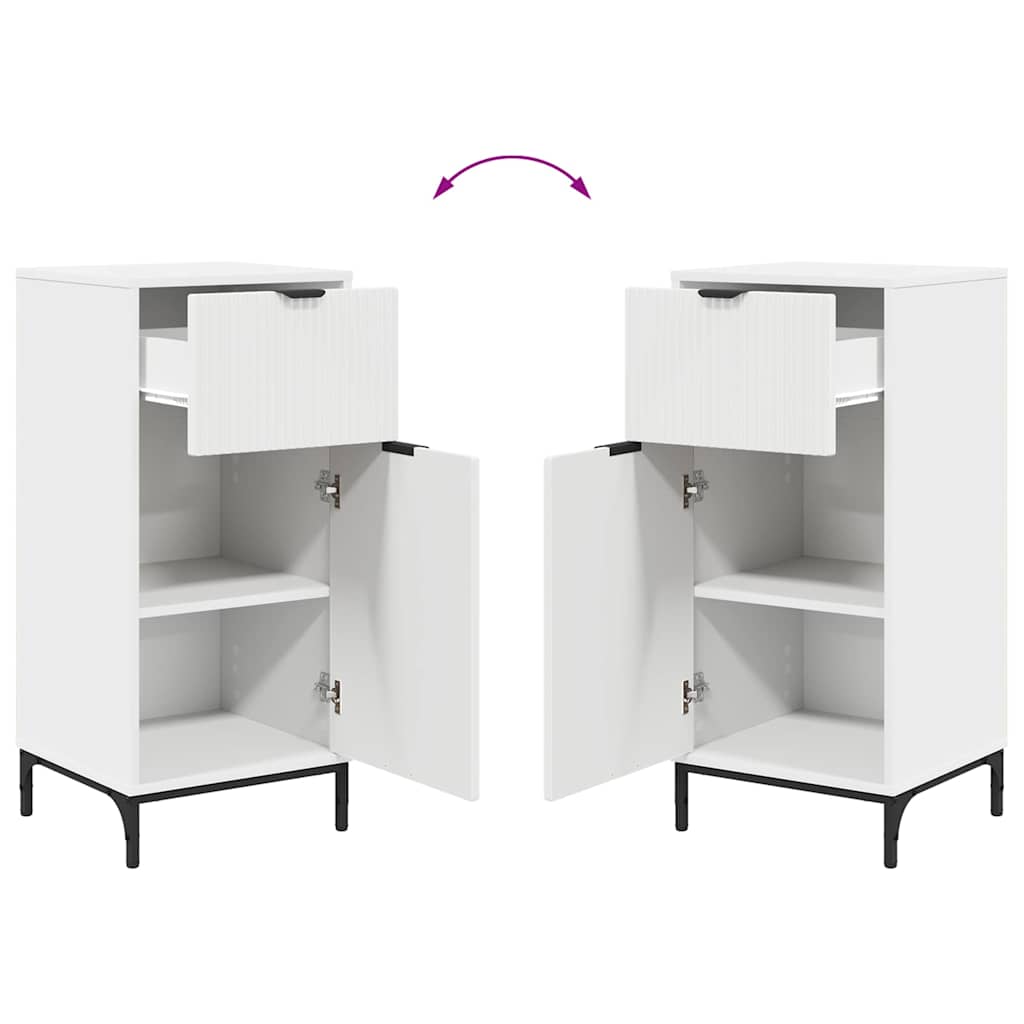 Baderomsinnredningssett 2 pcs Hvit Ingeniørtre og metall