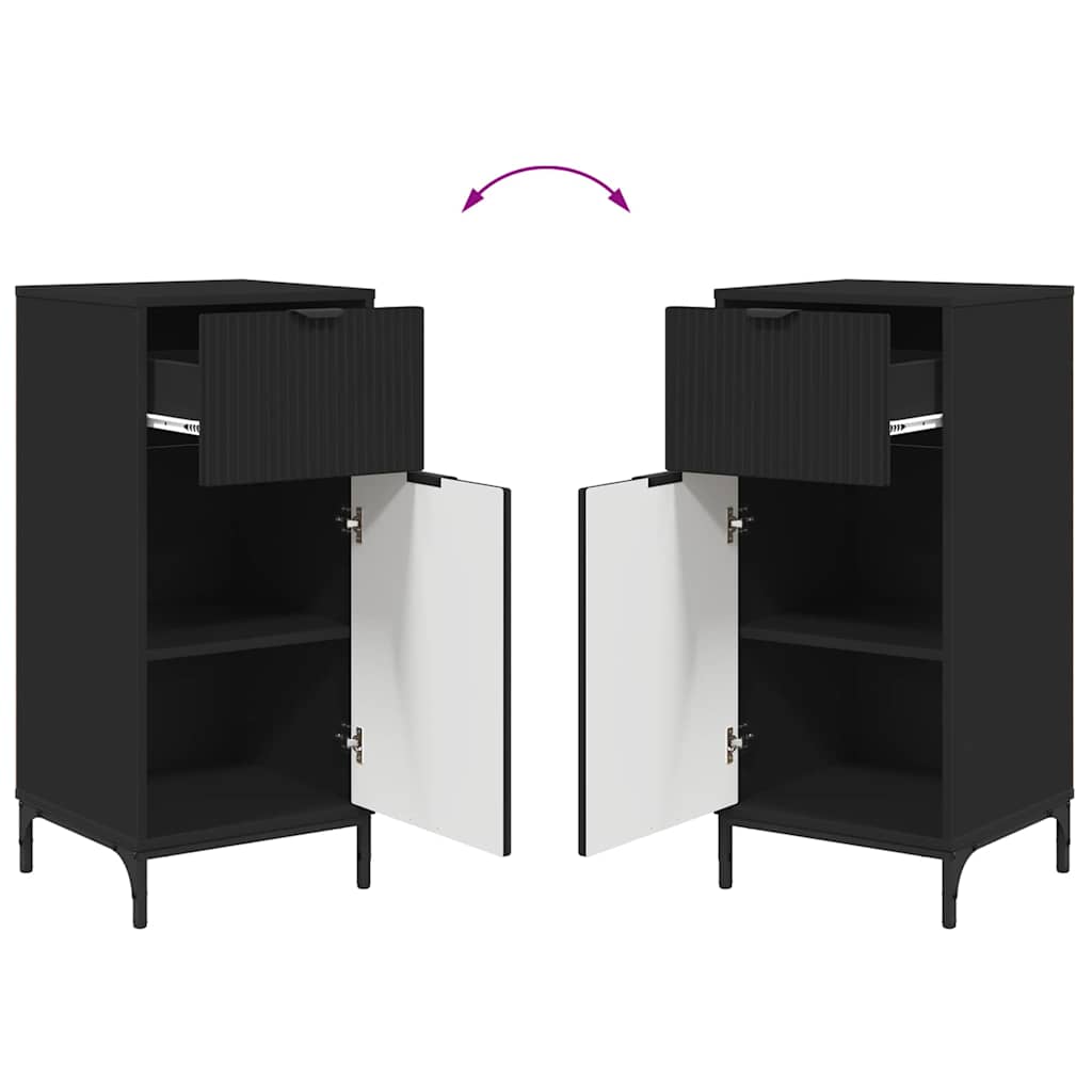 Baderomsinnredningssett 2 pcs Svart Ingeniørtre og metall