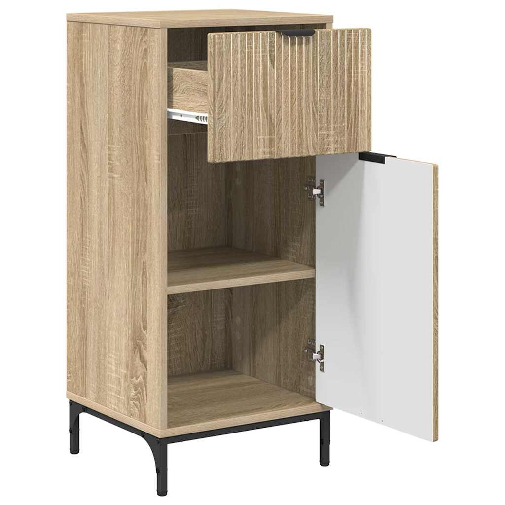 Baderomsinnredningssett 2 pcs Sonoma eik Ingeniørtre og metall