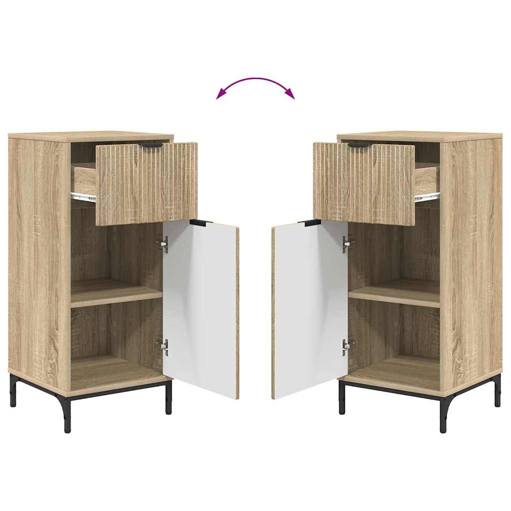 Baderomsinnredningssett 2 pcs Sonoma eik Ingeniørtre og metall