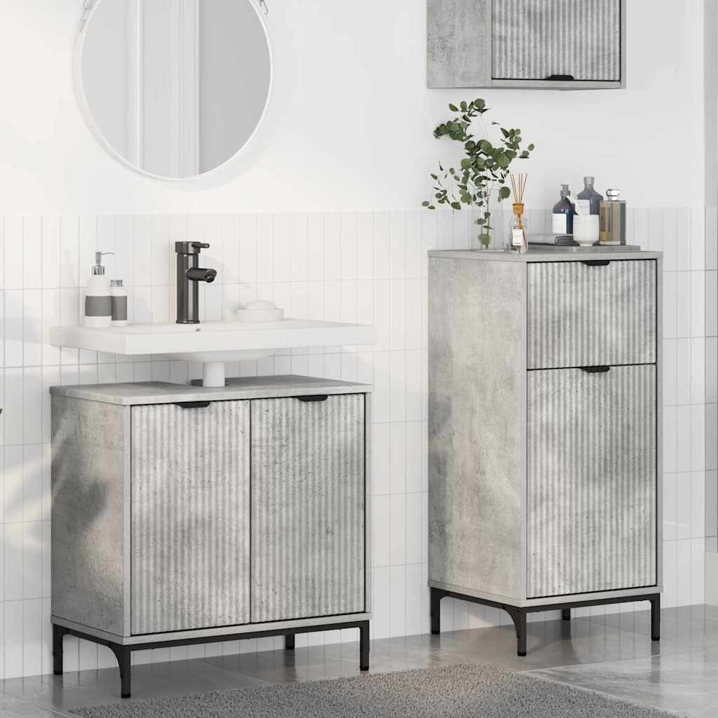 Baderomsinnredningssett 2 pcs Betonggrå 39.5 x 36 x 88 cm