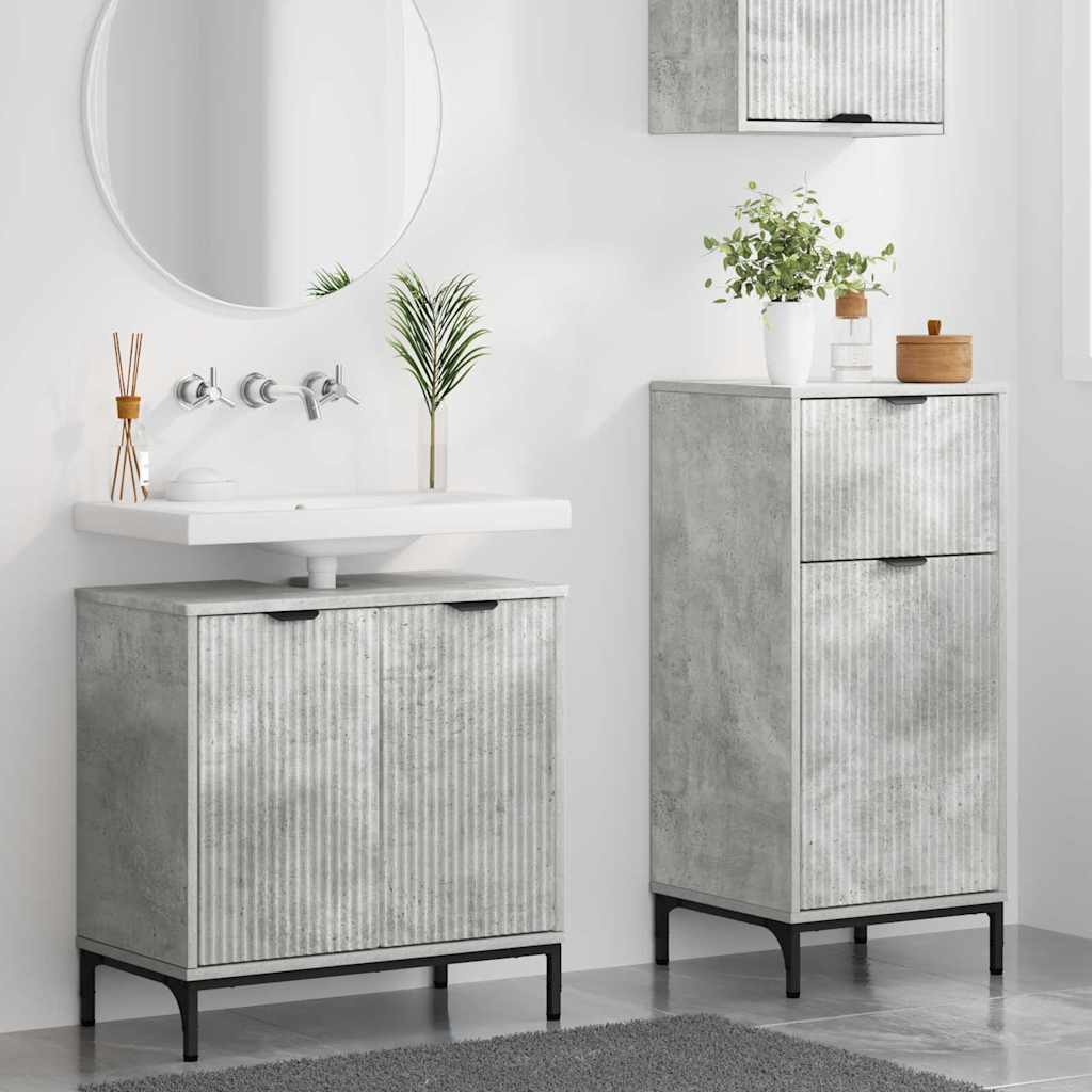 Baderomsinnredningssett 2 pcs Betonggrå 39.5 x 36 x 88 cm