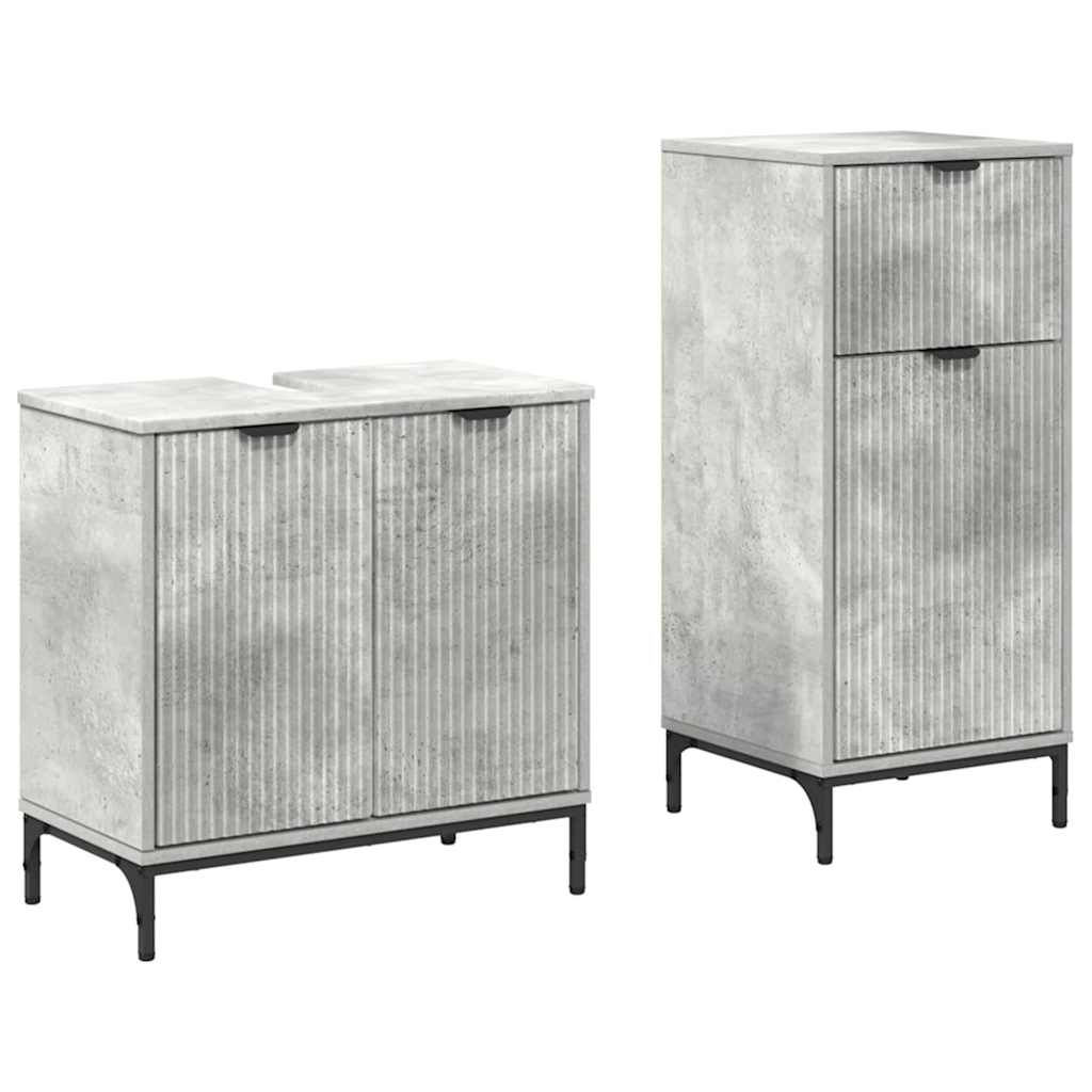 Baderomsinnredningssett 2 pcs Betonggrå 39.5 x 36 x 88 cm